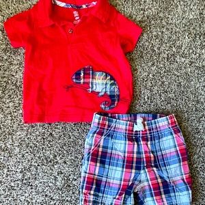 EUC Carter’s 18 Month Plaid Shirt and Short Set